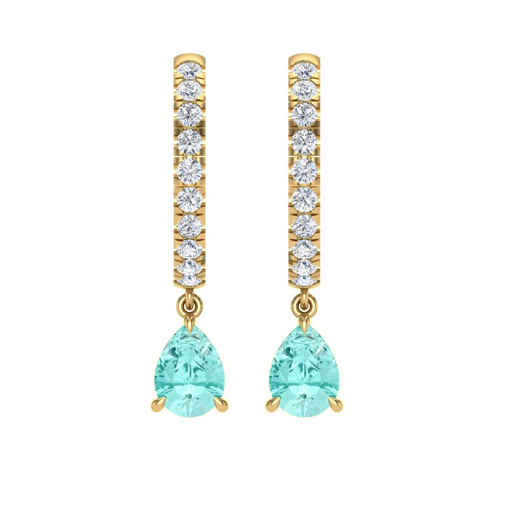 Lab Grown Paraiba Pear Drop Earrings – 1.28ct | One-of-a-Kind