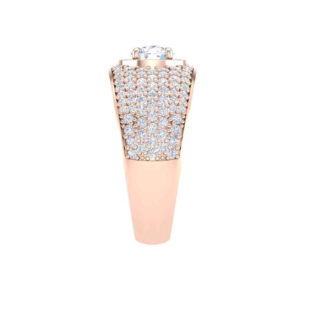 Eternal Glow – Round Moissanite Pavé Ring in 14k Rose Gold Plating