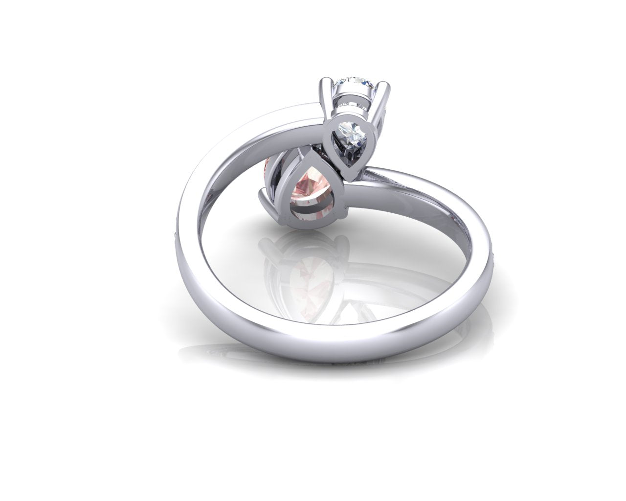 Sakura Pink 0.94ct Toi et Moi Ring – 14K White Gold Plated