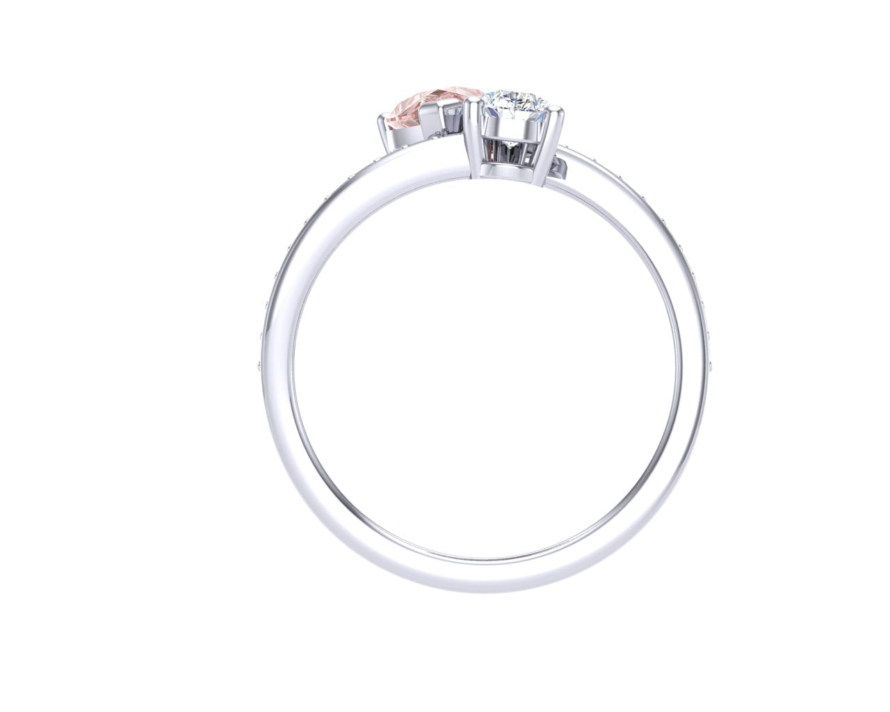 Sakura Pink 0.94ct Toi et Moi Ring – 14K White Gold Plated