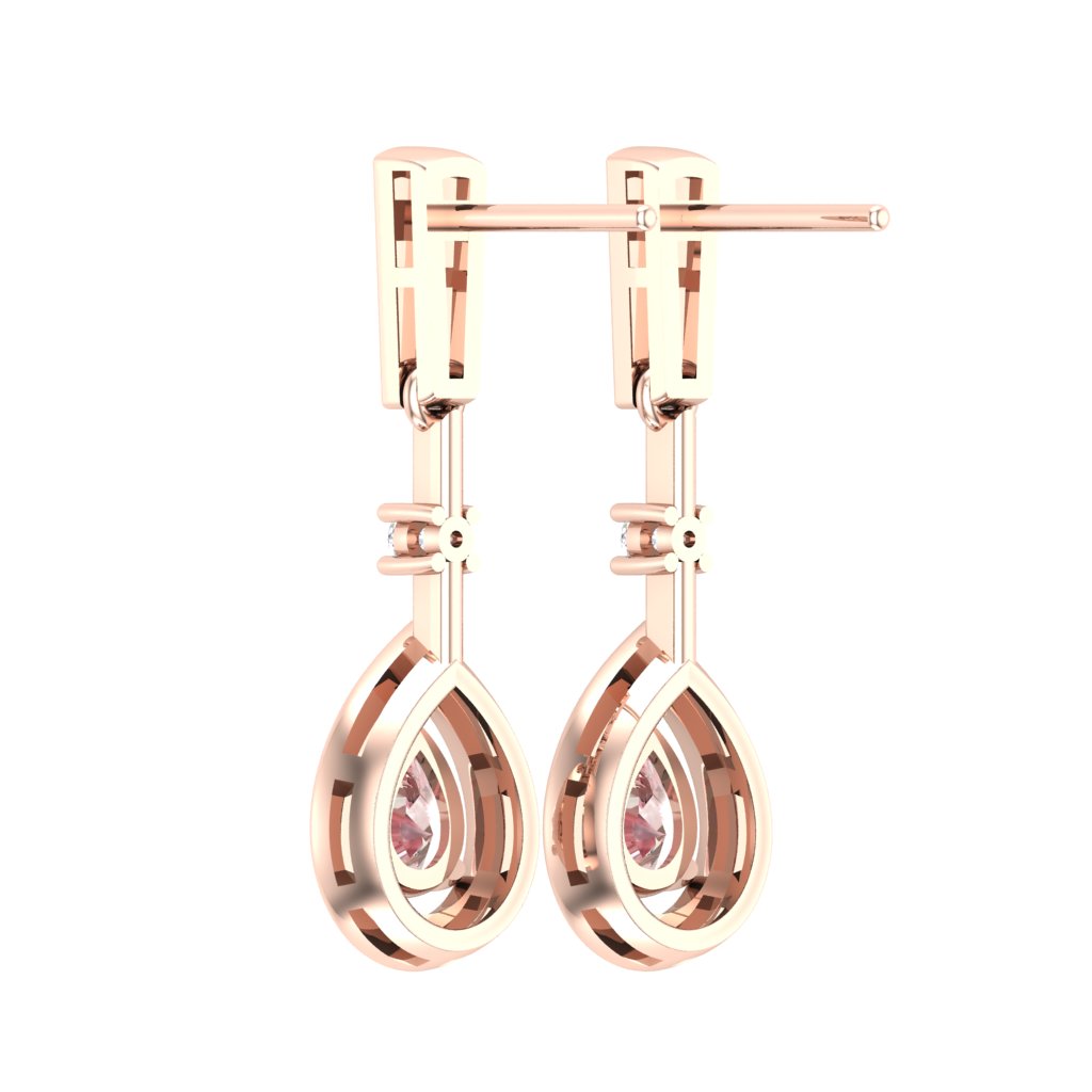 Sakura Pink 1.94ct Pear-Cut Halo Drop Earrings – 14K Rose Gold Plated
