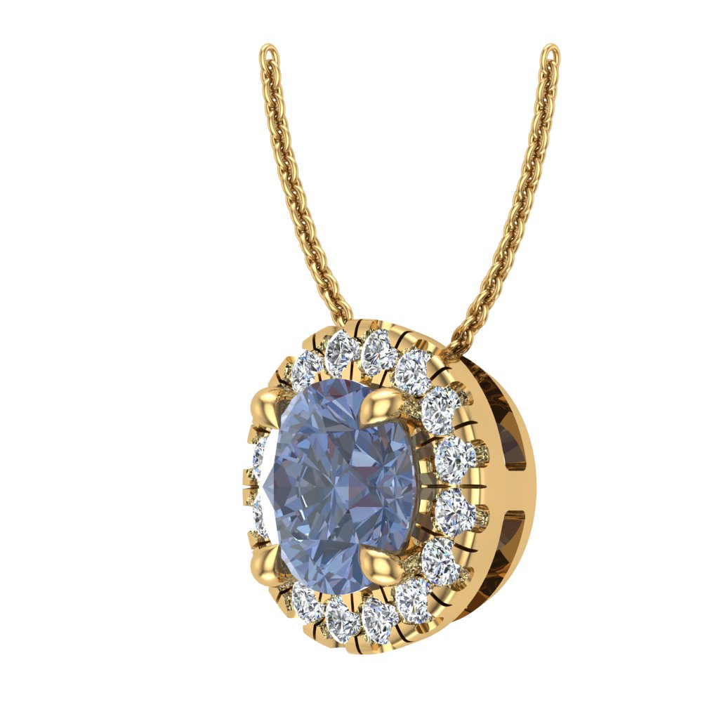 Lab-Grown 1.40ct Cornflower Blue Pendant