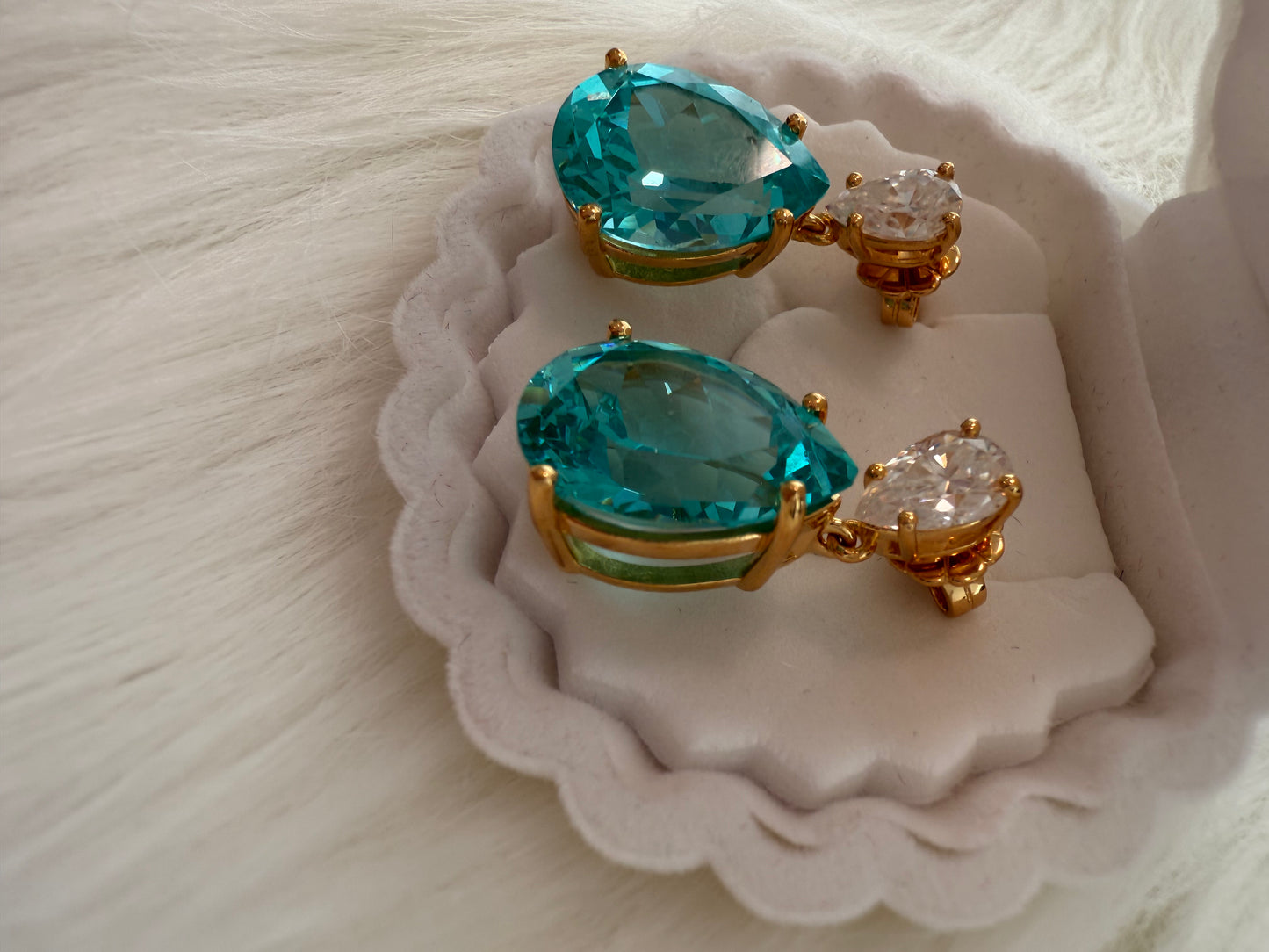 Paraiba Radiance: 27ct Gemstone & Moissanite Earrings