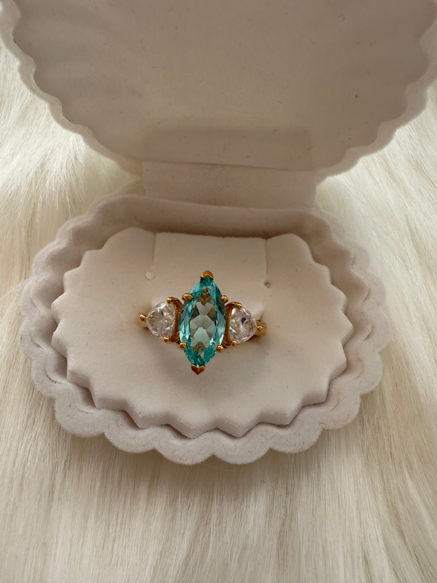 Paraiba Marquise Ring – 2.44ct with Trillion Moissanite Accents