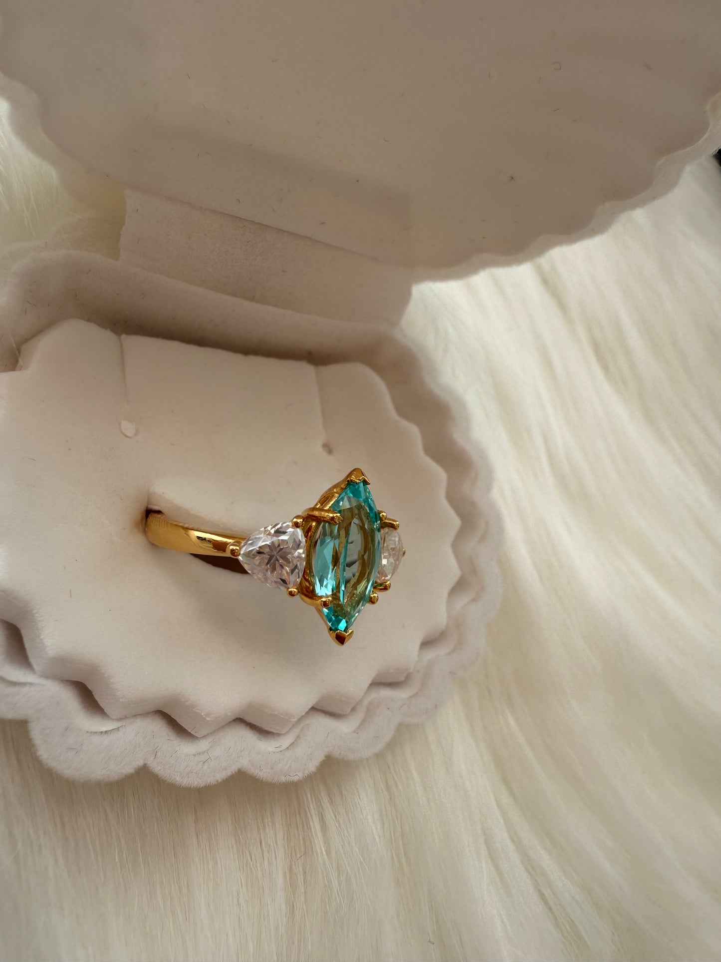 Paraiba Marquise Ring – 2.44ct with Trillion Moissanite Accents