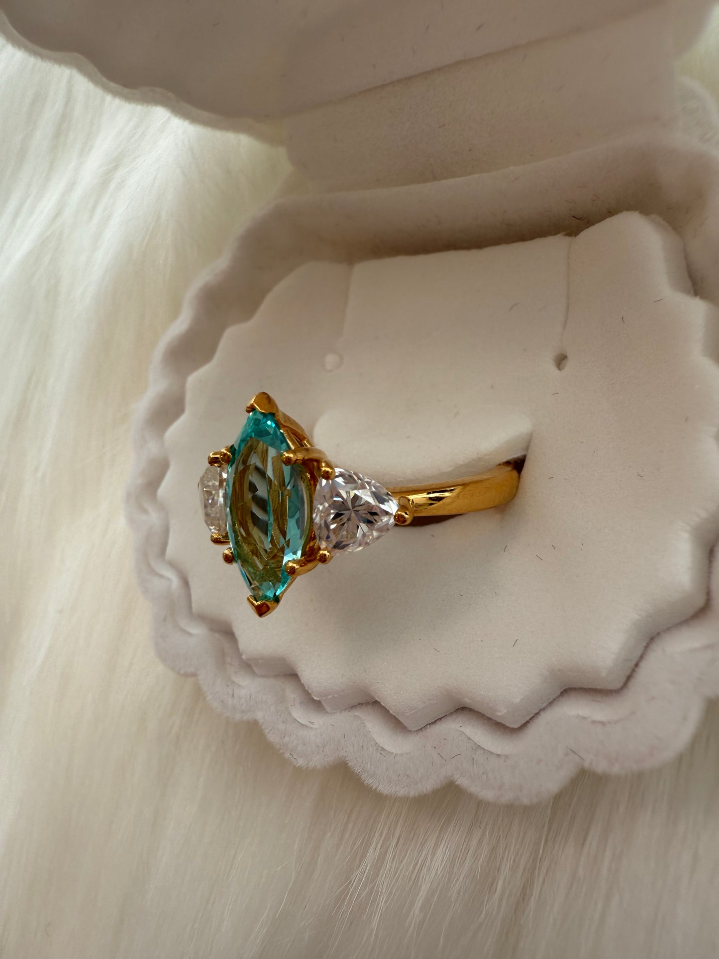 Paraiba Marquise Ring – 2.44ct with Trillion Moissanite Accents