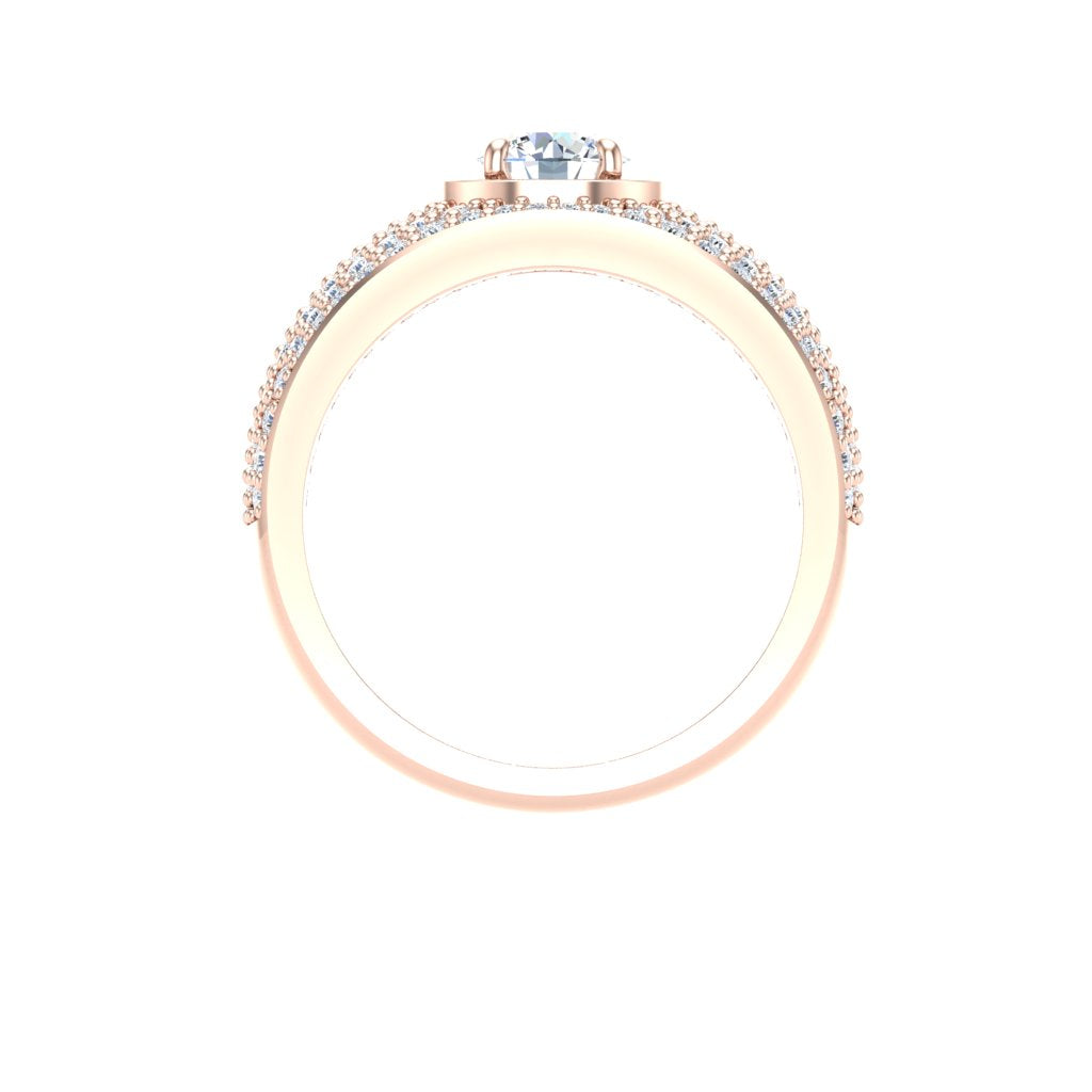 Eternal Glow – Round Moissanite Pavé Ring in 14k Rose Gold Plating