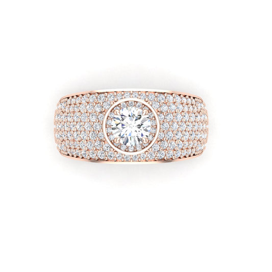 Eternal Glow – Round Moissanite Pavé Ring in 14k Rose Gold Plating