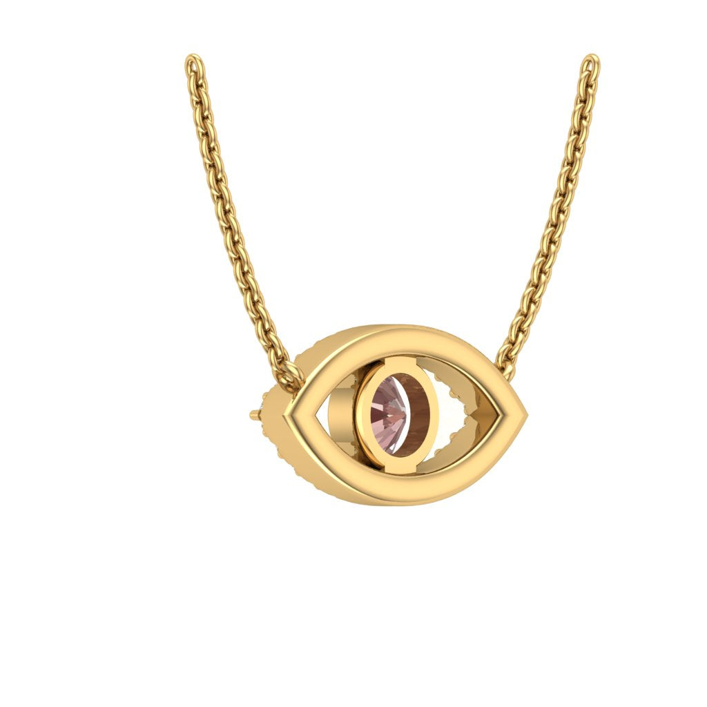 Sakura Pink 1.70ct Evil Eye Pendant – 14K Yellow Gold Plated (18” + 2” Extender)