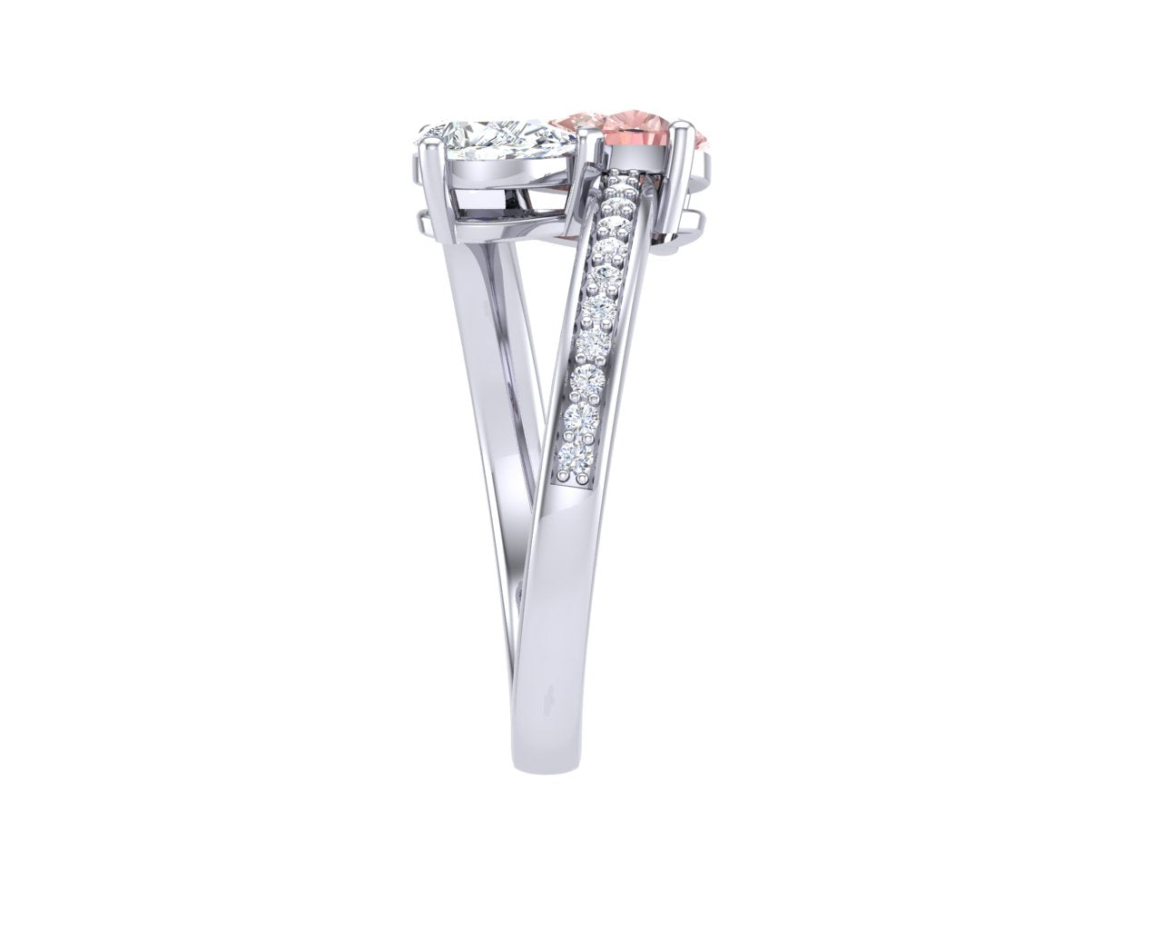 Sakura Pink 0.94ct Toi et Moi Ring – 14K White Gold Plated