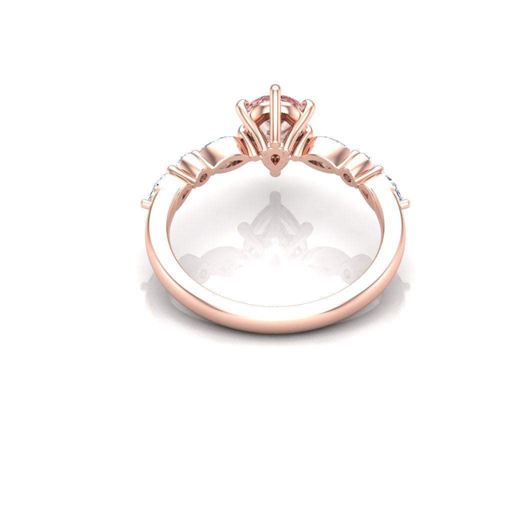 Sakura Pink 2.98ct Pear-Cut Ring – 14K Rose Gold Plated