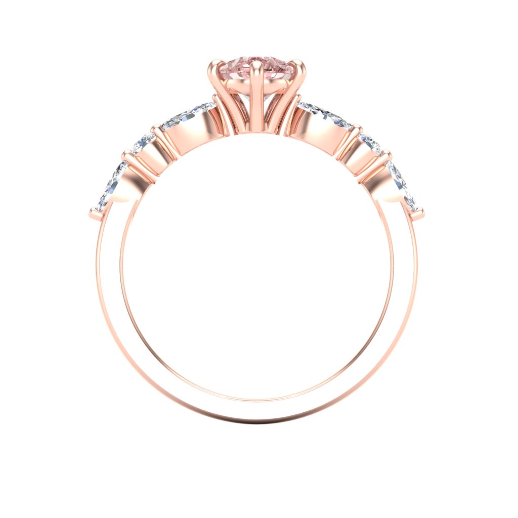 Sakura Pink 2.98ct Pear-Cut Ring – 14K Rose Gold Plated