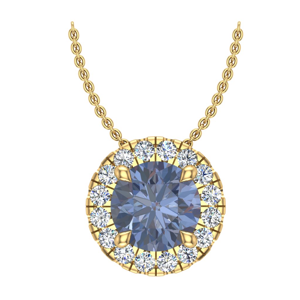 Lab-Grown 1.40ct Cornflower Blue Pendant