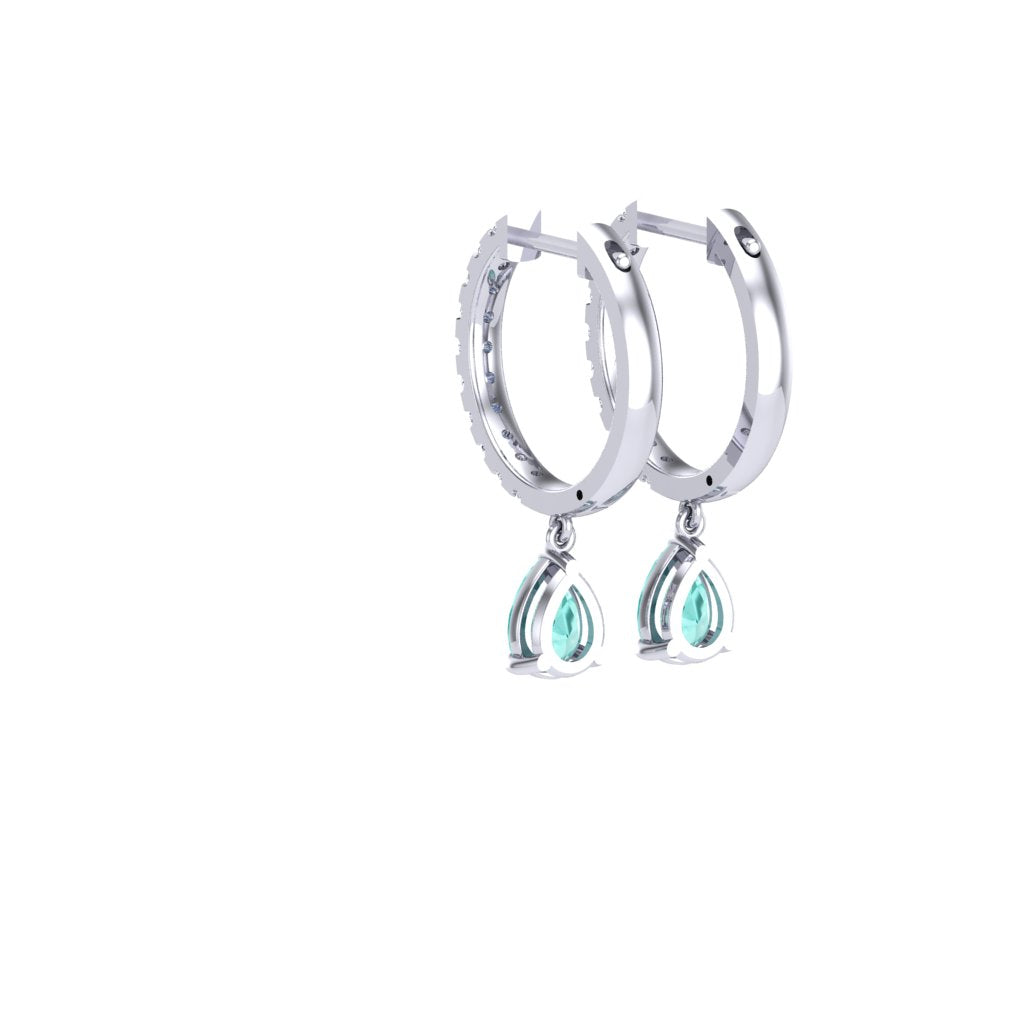 Lab Grown Paraiba Pear Drop Earrings – 1.28ct | One-of-a-Kind in White Gold
