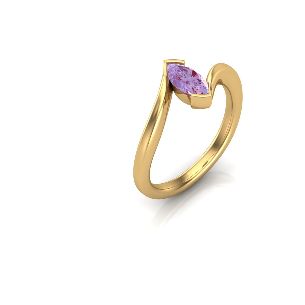 Lab-Grown 0.82ct Alexandrite Marquise Ring in 14K Yellow Gold Plating