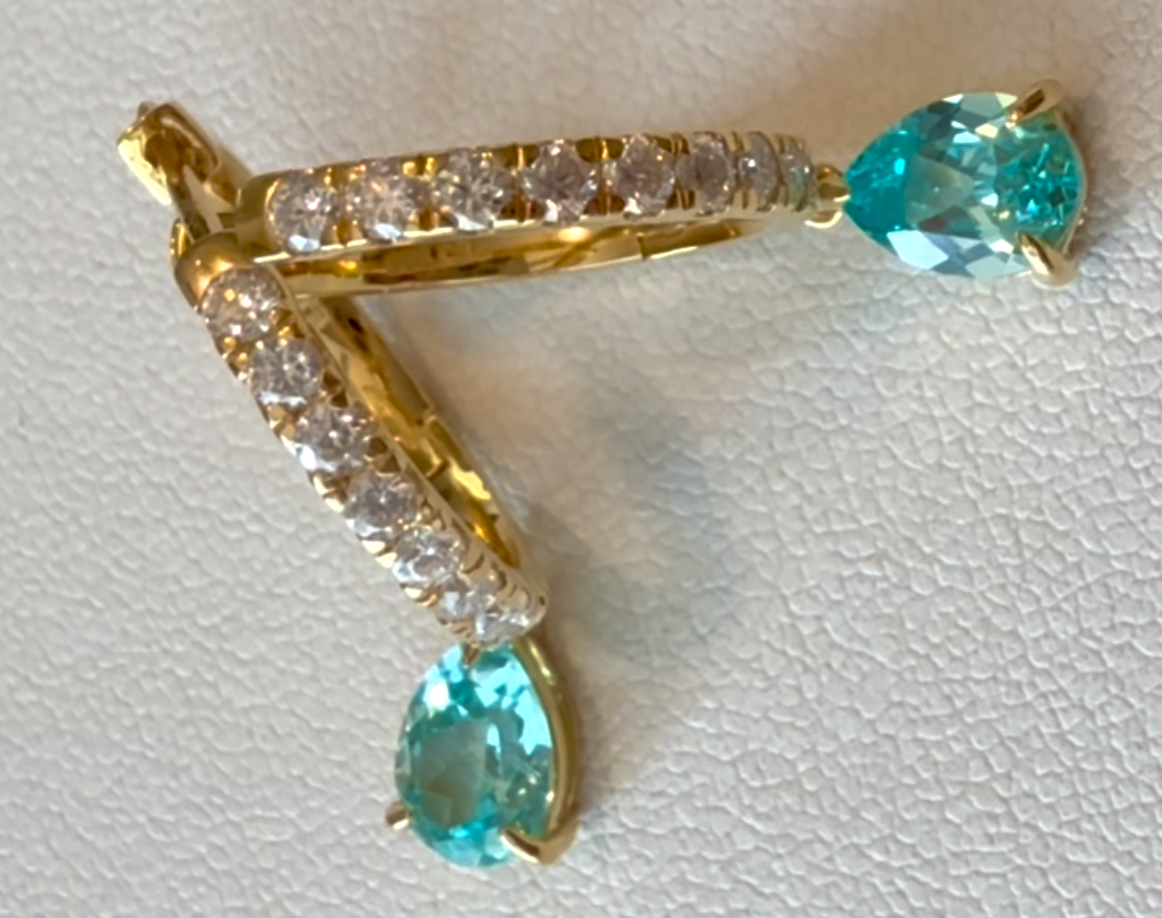 Lab Grown Paraiba Pear Drop Earrings – 1.28ct | One-of-a-Kind